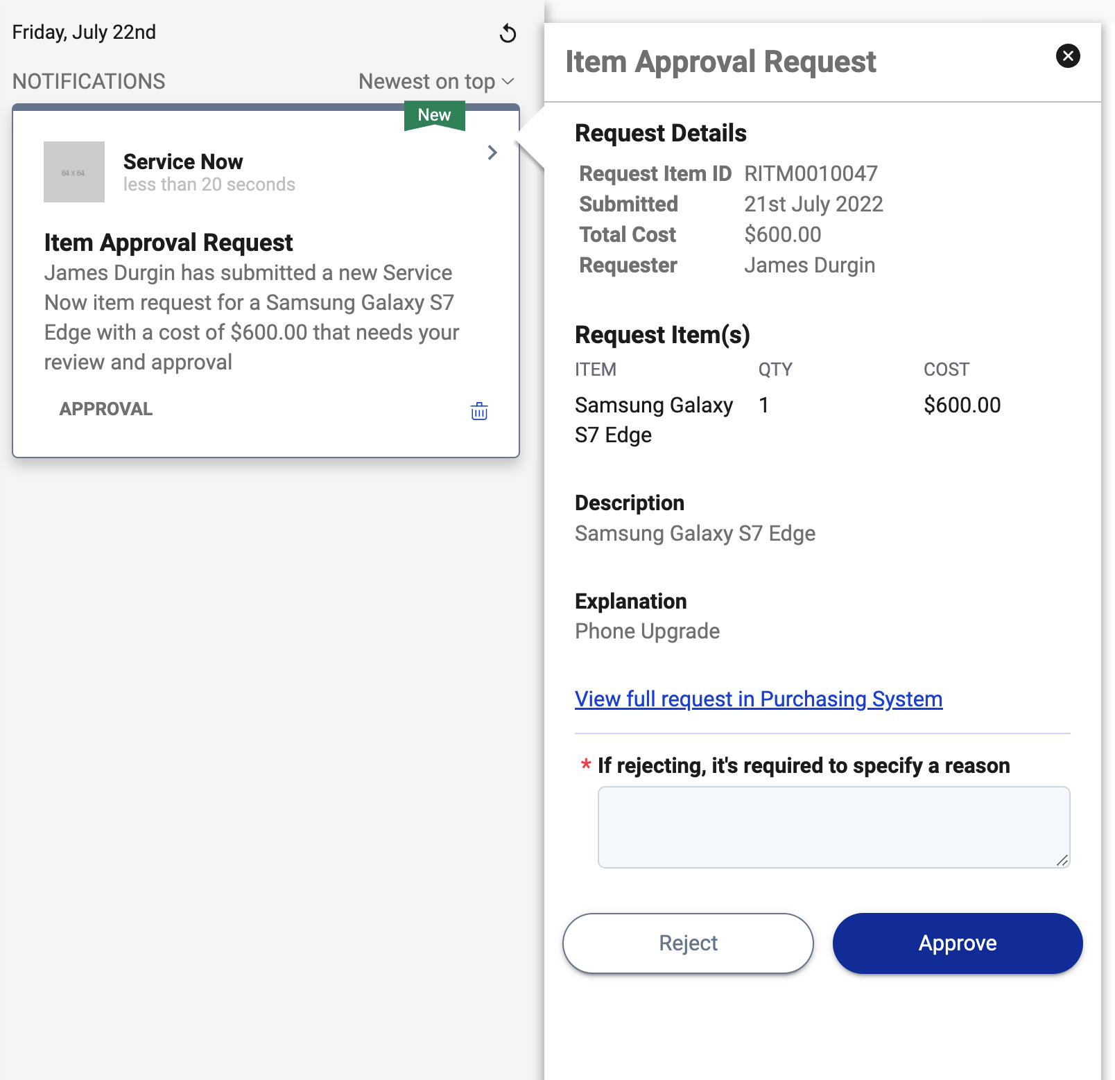 Purchase Order with actions