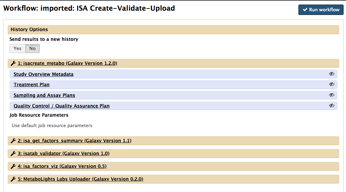 Overview ISA-MTBLS workflow component