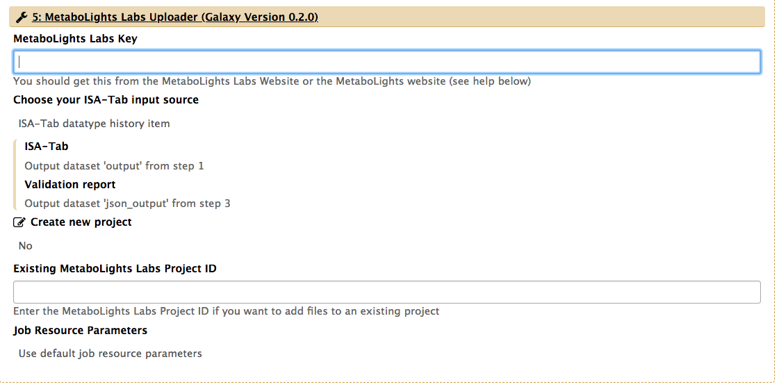 Metabolights API key