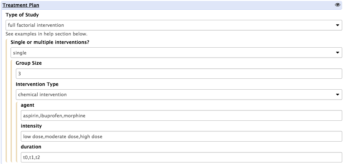 Report a full factorial design