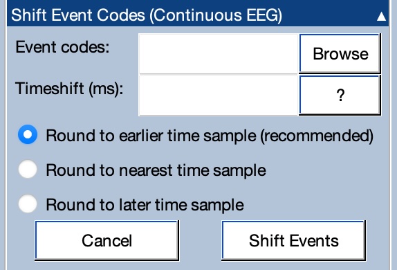 Shift Event Codes